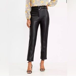 LOFT Belted Slim Taper Pants In Faux Leather - Worn once!